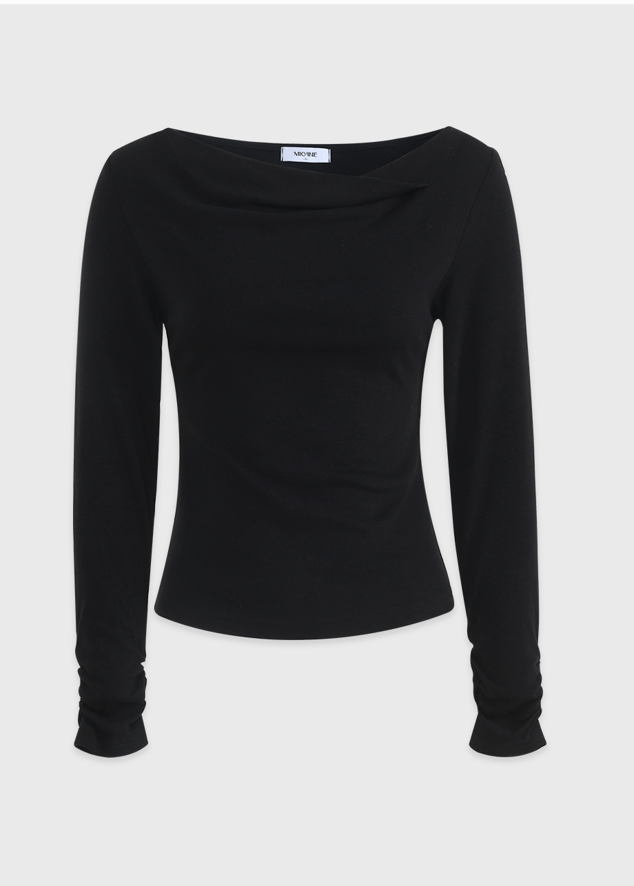 micane Aaliyah Unbalanced Cowl-neck Tee