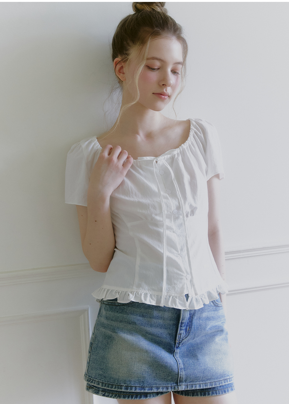 MELLOW FRILL BLOUSE - 2 COLORS BLACK