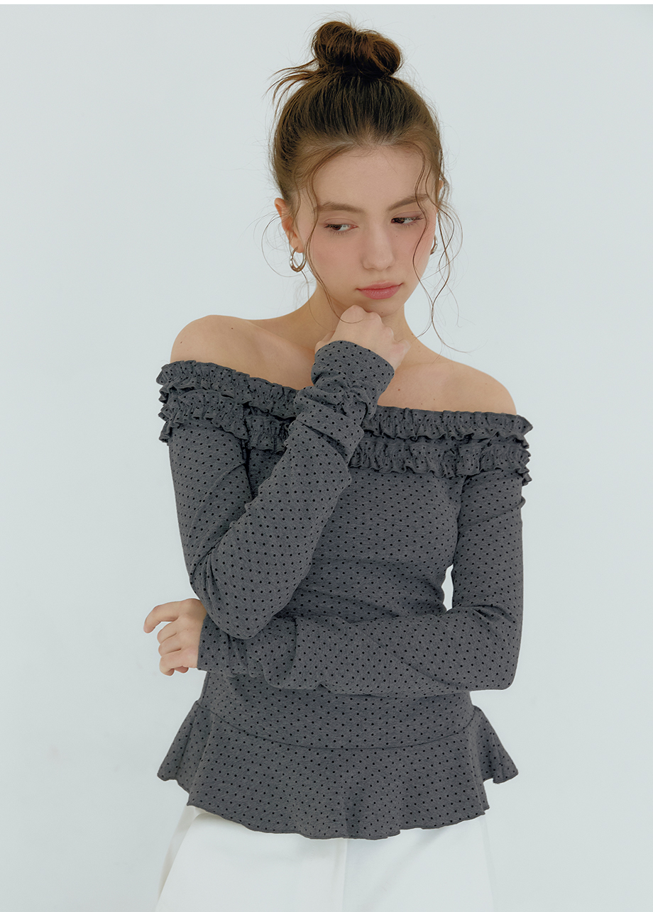 micane Minnie Off-Shoulder Frill Tee